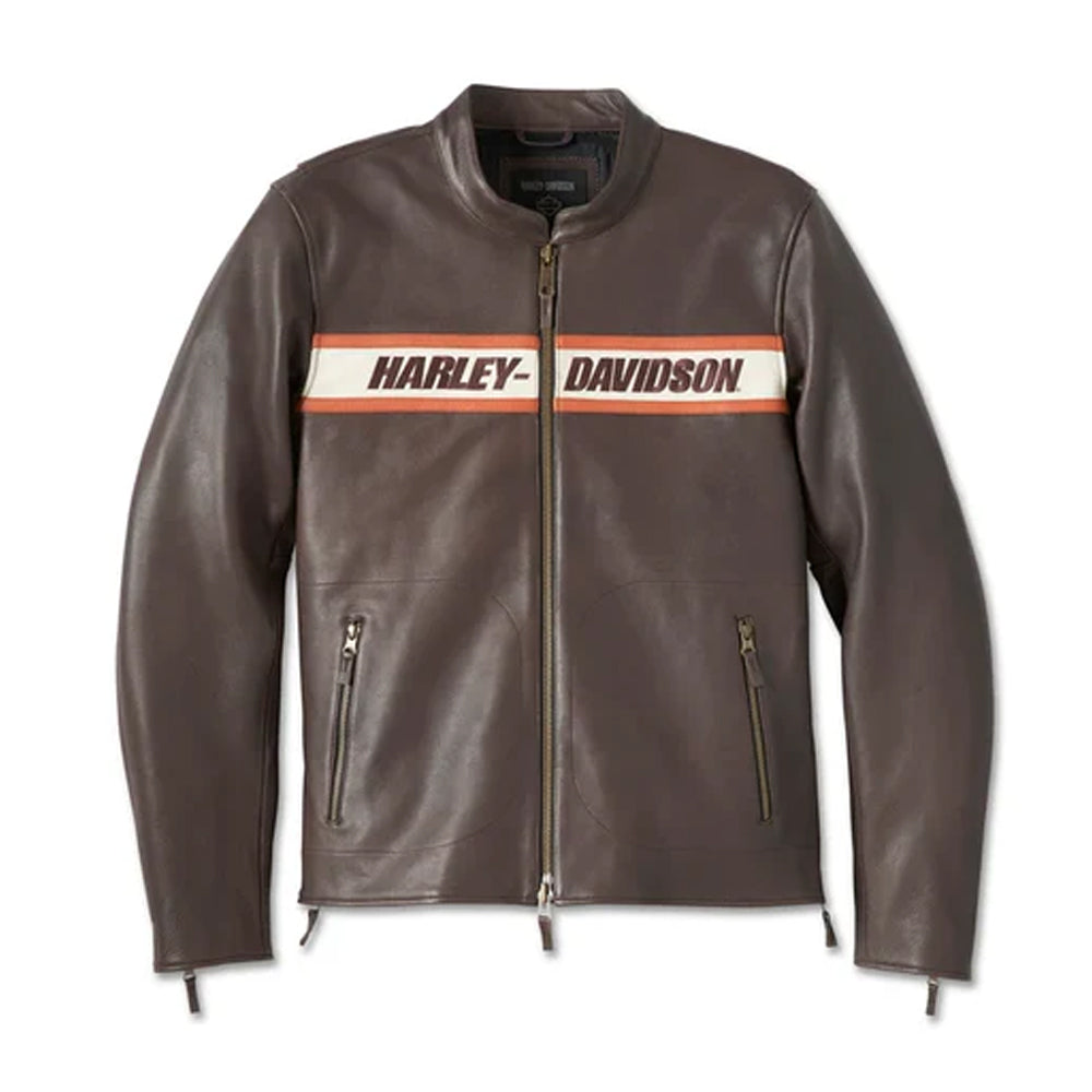 Men’s Harley-Davidson Cafe Racer Cowhide Leather Jacket – Vintage Brown Riding Coat