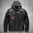 Men's Harley Davidson Distressed Slim Fit Motorcycle Biker Leather Jacket in Black