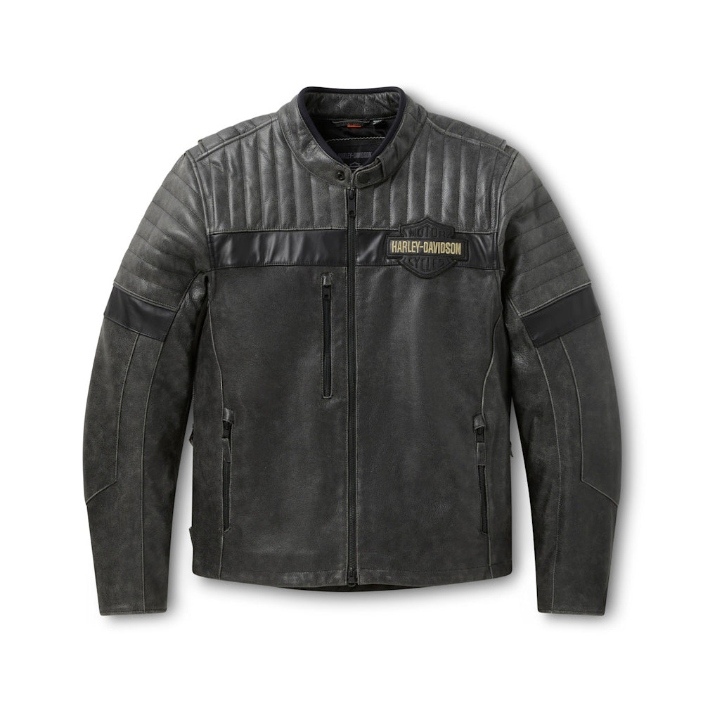 Men’s Harley-Davidson Passing Link III Distressed Leather Riding Jacket – Armor Protected Biker Coat