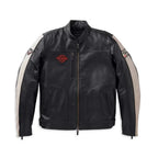Men’s Harley-Davidson Racing Limited Edition Leather Riding Jacket – Premium Black & White Biker Coat