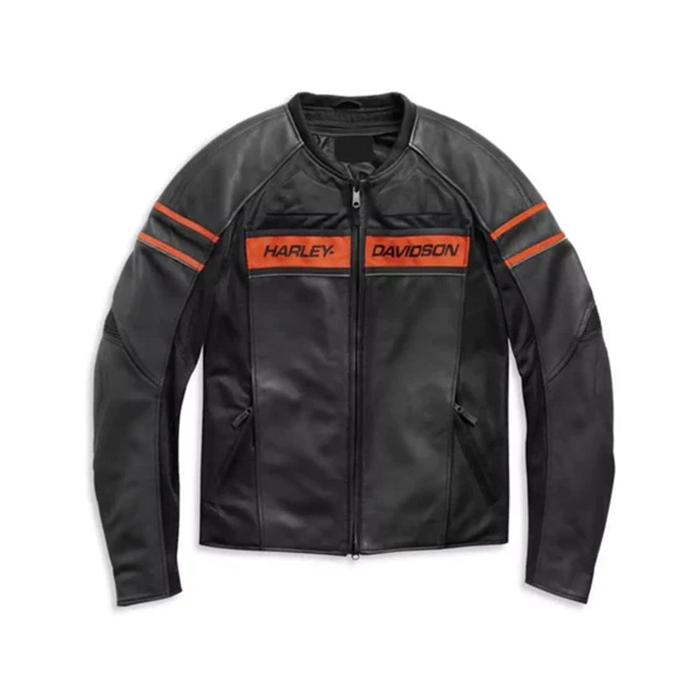 Men’s Harley-Davidson Rare Racing Armor Leather Jacket – CE-Protected Sport Rider Coat