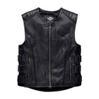 Men's Harley-Davidson Swat II Black Tactical Zippered Leather Vest