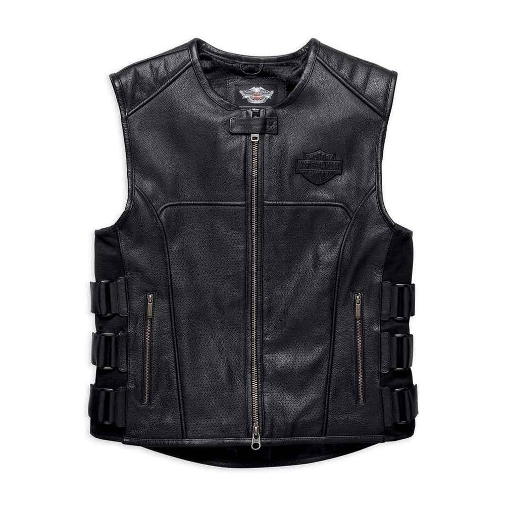 Men's Harley-Davidson Swat II Black Tactical Zippered Leather Vest