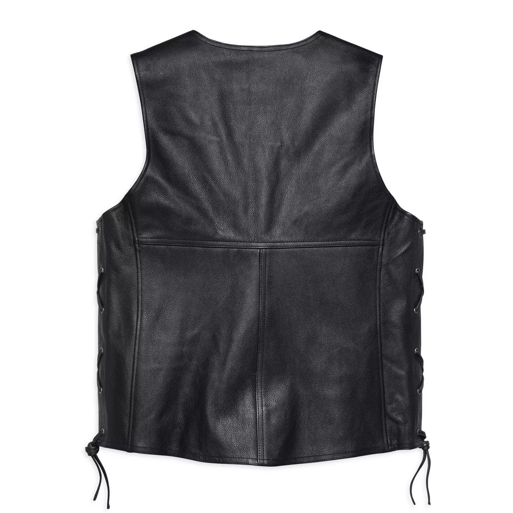 Men's Harley-Davidson Tradition II Black Side-Lace Leather Vest