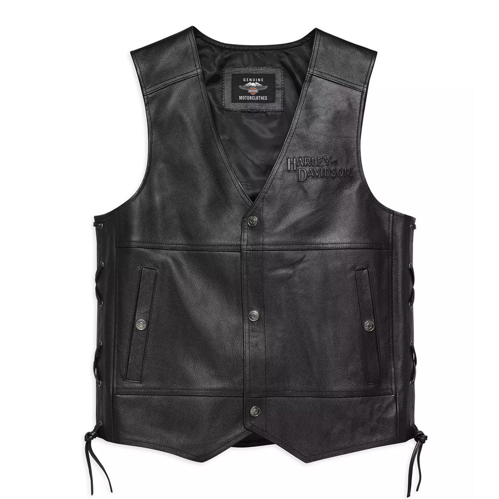 Men's Harley-Davidson Tradition II Black Side-Lace Leather Vest
