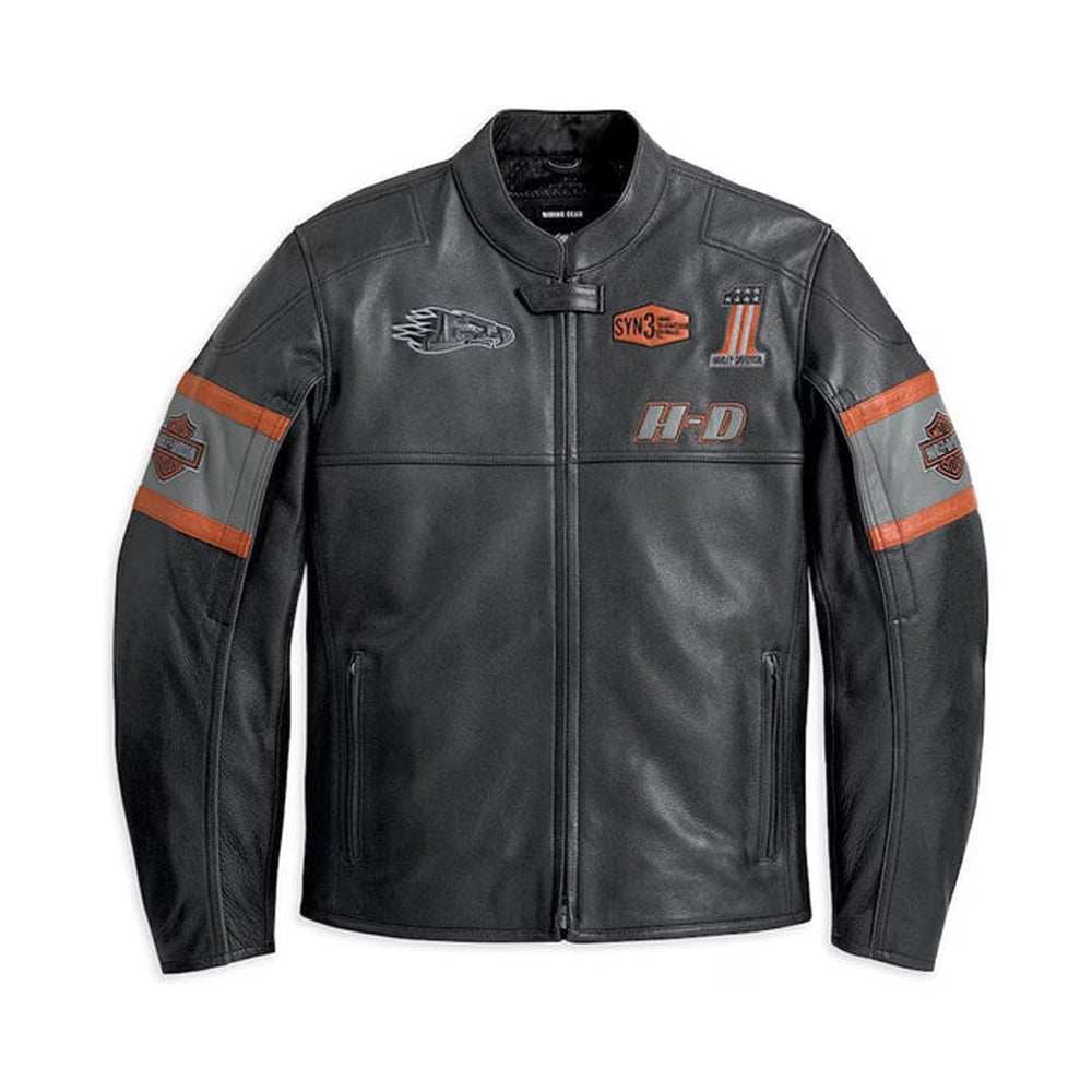 Men’s Harley-Davidson Victory Lane Leather Motorcycle Jacket – Black Racing Armor Coat