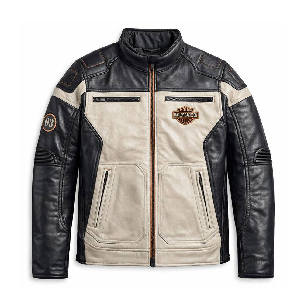 Men's Harley-Davidson Windale Wind-Blocking Colorblock Leather Jacket