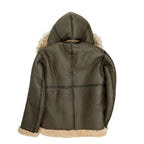 Men's Hooded B-3 Dark Brown Shearling Aviator Jacket