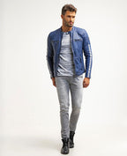 Ivor Blue Quilted Leather Jacket