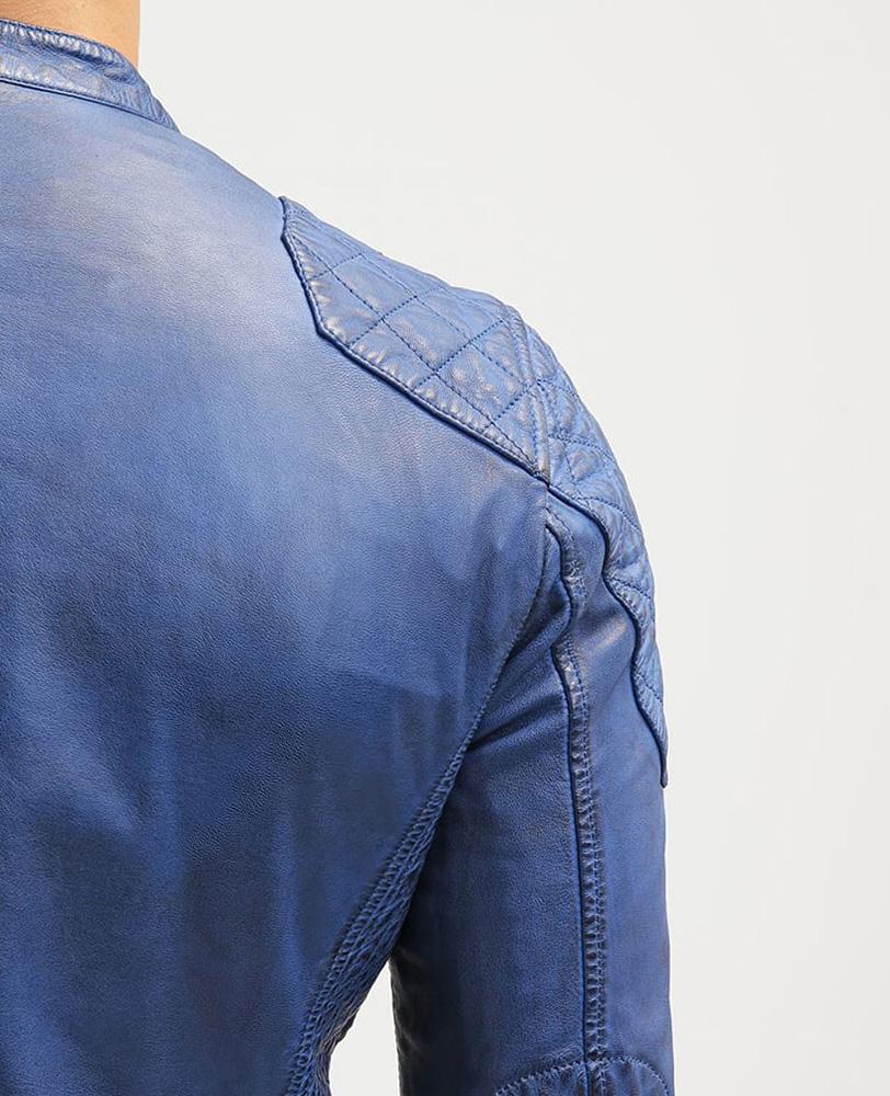Ivor Blue Quilted Leather Jacket