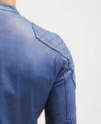 Ivor Blue Quilted Leather Jacket