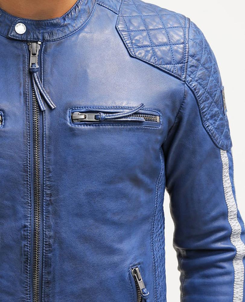 Ivor Blue Quilted Leather Jacket