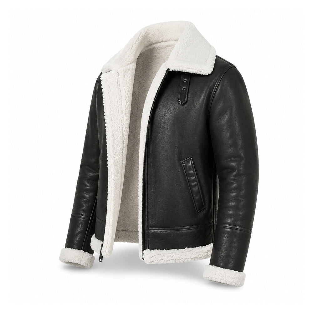 Men’s Charcoal Shearling Aviator Jacket