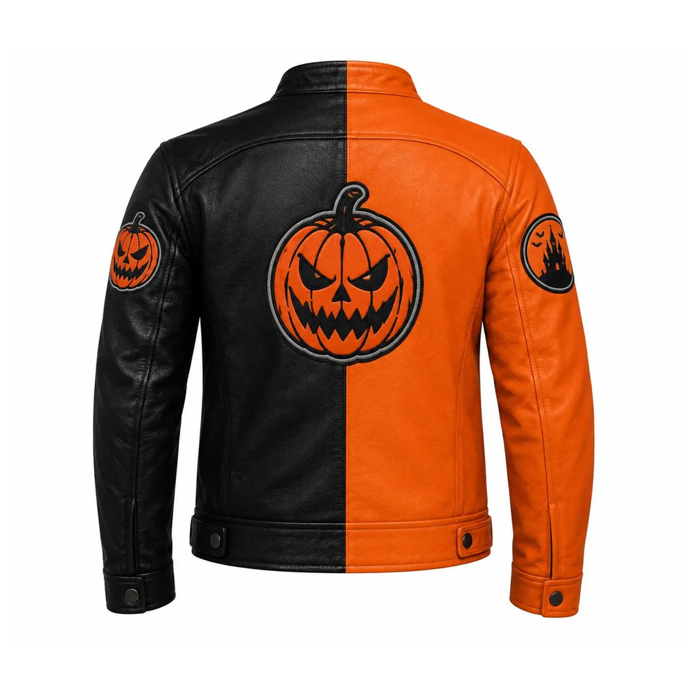 Split Harvest Men’s Pumpkin Cafe Racer Leather Jacket