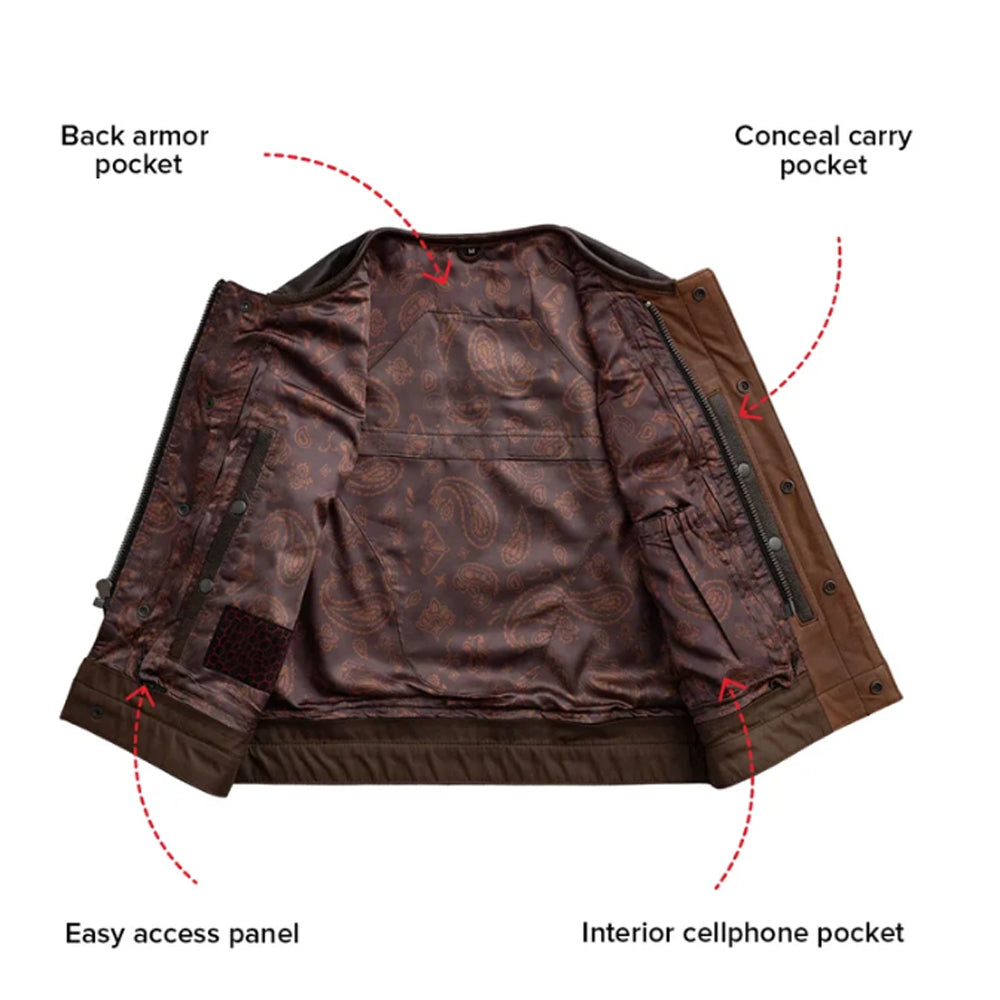 Men's Two-Tone Leather Biker Club Vest