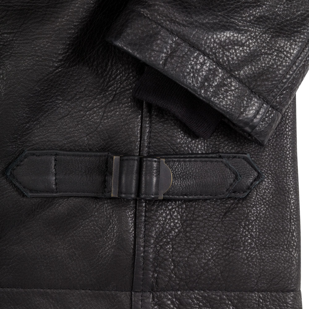 Men's Dark Brown Leather Pea Coat Bomber Jacket