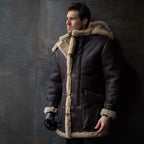 B-3 Flight RAF Bomber Brown Fur Shearling Leather Jacket