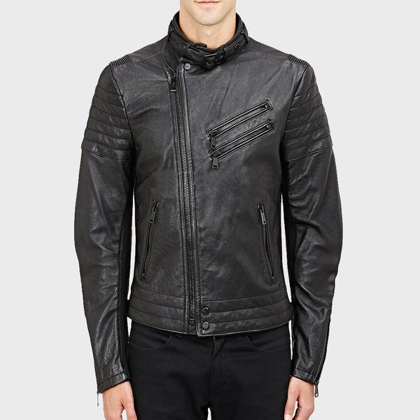 Men’s Summer Leather Motorcycle Jacket Lightweight Biker Style