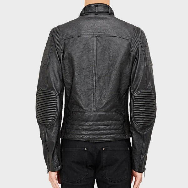Men’s Summer Leather Motorcycle Jacket Lightweight Biker Style