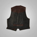 Men's Multi-Color Black & Brown Buffalo Leather Vest | Two-Tone Biker Riding Waistcoat