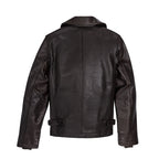 Men's Dark Brown Leather Pea Coat Bomber Jacket