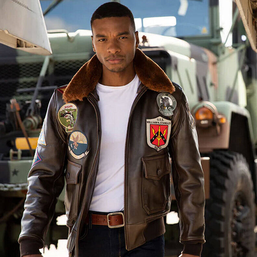 Men's Top Gun G-1 Cowhide Flight Jacket with Patches