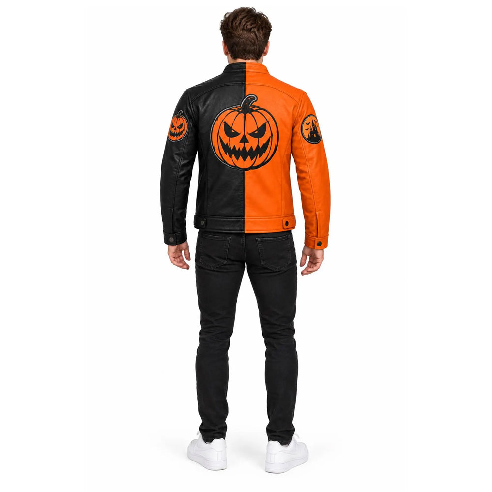 Split Harvest Men’s Pumpkin Cafe Racer Leather Jacket