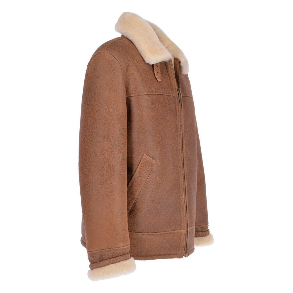 Men's Classic Chestnut RAF Shearling Flying Leather Jacket