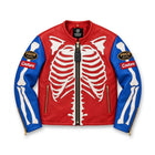 Bone Riot Men’s Red Skeleton Leather Biker Jacket