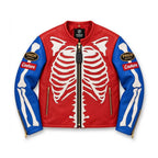 Bone Riot Men’s Red Skeleton Leather Biker Jacket