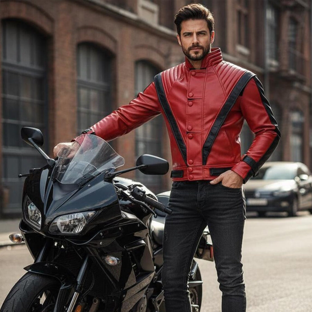 Men’s Michael Jackson Red Thriller Leather Jacket