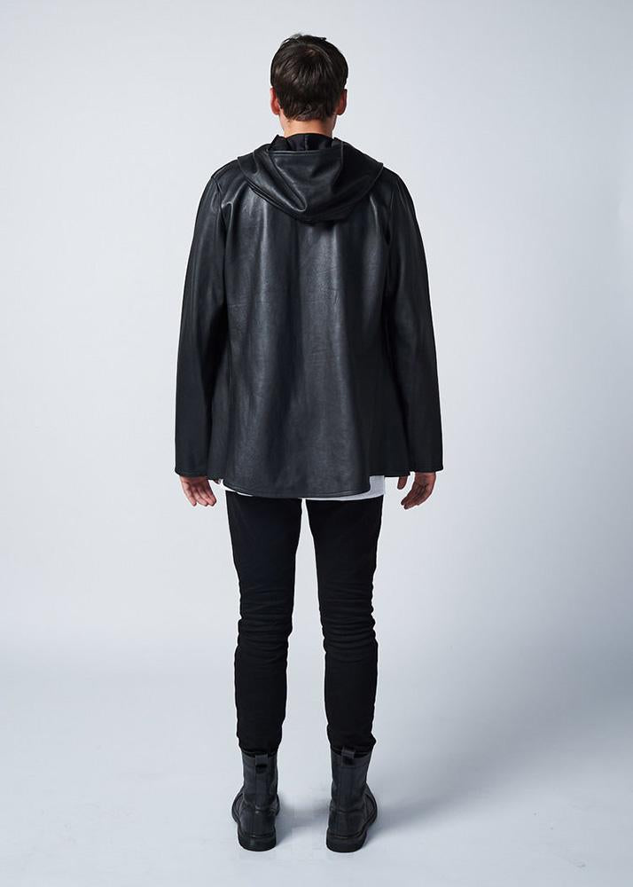 Richie Black Leather Jacket With Hood