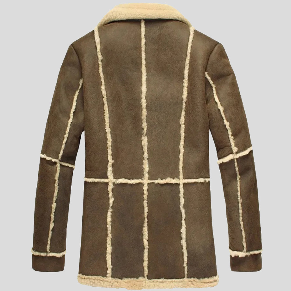 Mens Shearling Brown Sheepskin Leather Coat