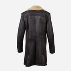 Men's Dark Brown Notch Collar Shearling Officer Coat