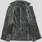 Mens Classics Double Breasted Shearling Sheepskin Leather Pea Coats