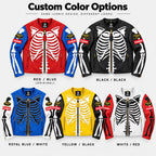 Bone Riot Men’s Red Skeleton Leather Biker Jacket