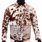 Men’s Brown & White Hair-On Cowhide Chore Jacket