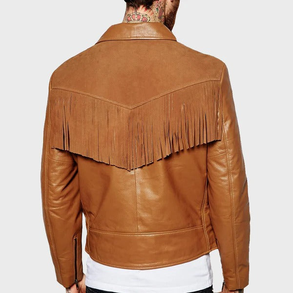 Men’s Western Suede Fringe Motorcycle Jacket