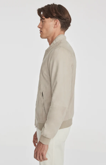 Men's Premium Off-White Suede Leather Bomber Jacket by Avanzar Leather