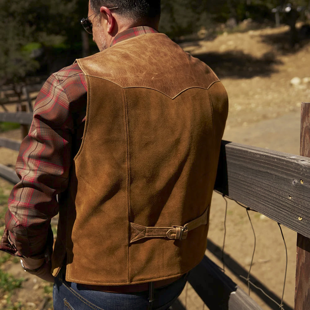Men’s Tan Suede Ranch Vest