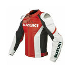 Men’s Suzuki Racing Cowhide Leather Jacket – Red & White GSX-R Edition