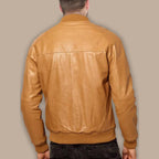 Mens Casual Tan Brown Bomber Jacket