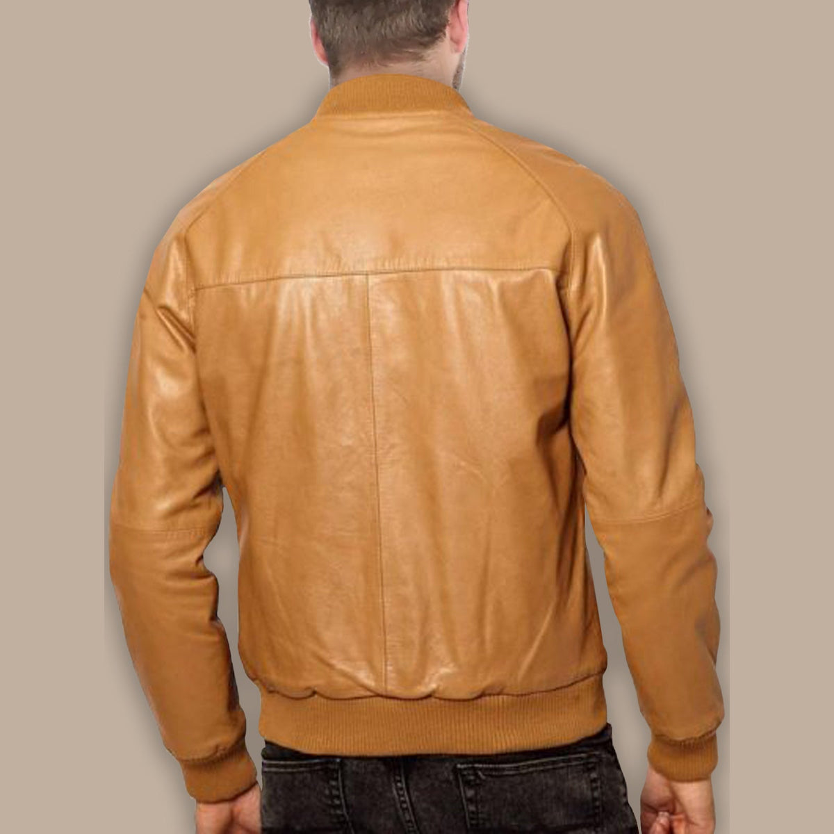 Mens Casual Tan Brown Bomber Jacket