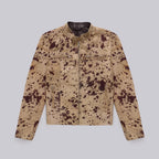 Men’s Beige Speckled Hair-On Cowhide Racer Jacket