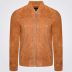 Men’s Tan Suede Bomber Jacket