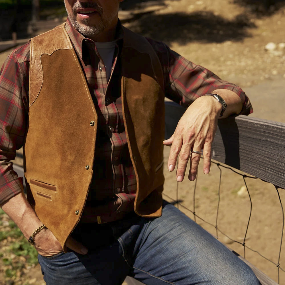 Men’s Tan Suede Ranch Vest
