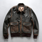 Men's Washed Goatskin Tea-Core A-2 Aviator Flight Jacket