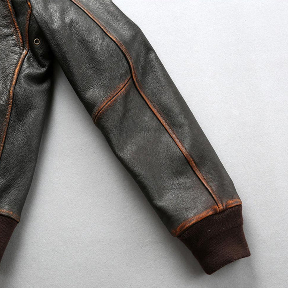 Men's Washed Goatskin Tea-Core A-2 Aviator Flight Jacket