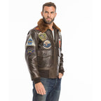 Men's Top Gun G-1 Cowhide Flight Jacket with Patches
