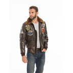 Men's Top Gun G-1 Cowhide Flight Jacket with Patches